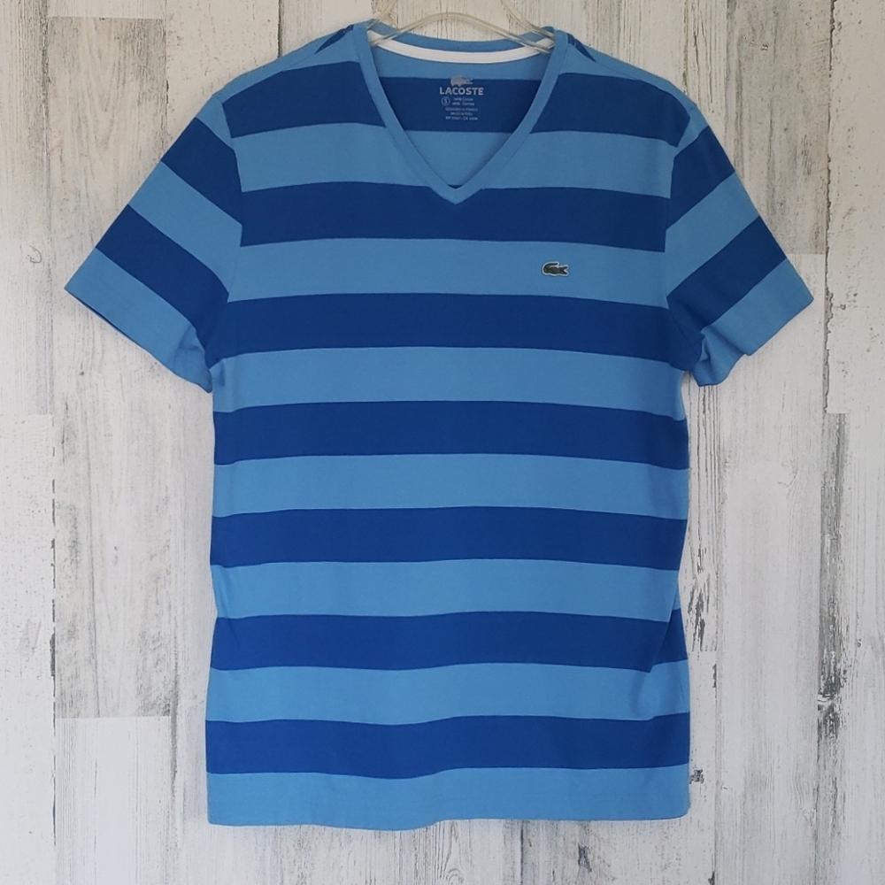 Lacoste Rugby Striped Short Sleeve T-shirt Prep‎ Nautical Size 5 (M-L)
